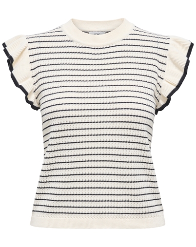 JDY - JDYCarice Frill Pullover Top - Cloud Dancer/Black